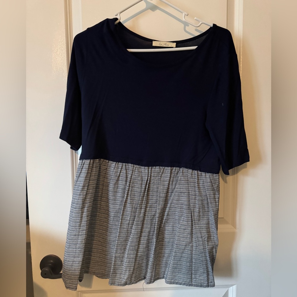 Navy babydoll top, size L